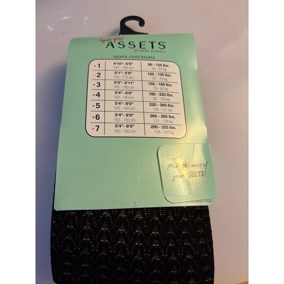 Spanx Assets by Sara Blakely Textured Shaping Tights Size 4 Wish Bone Black - Picture 4 of 5